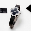 Đồng Hồ Nữ Roberto Era Dây Da Đen Mặt Cỏ 4 Lá Viền Đá Silver Size 28mm ER2602 Chính Hãng