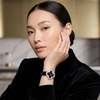 Đồng Hồ Nữ Roberto Era Dây Da Đen Mặt Cỏ 4 Lá Viền Đá Silver Size 28mm ER2602 Chính Hãng
