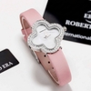 Đồng Hồ Nữ Roberto Era Dây Da Hồng Mặt Cỏ 4 Lá Xà Cừ Trắng Viền Đá Size 28mm ER260 Chính Hãng