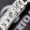 Đồng Hồ Nữ Roberto Era Dây Da Lụa Đen Mặt Oval Họa Tiết 12 Cánh Hoa Size 33mm Viền Đá Silver RE2200
