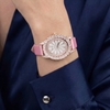 Đồng Hồ Nữ Roberto Era Dây Da Lụa Hồng Mặt Oval Họa Tiết 12 Cánh Hoa Size 33mm Viền Đá Rose RE2208