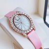 Đồng Hồ Nữ Roberto Era Dây Da Lụa Hồng Mặt Oval Họa Tiết 12 Cánh Hoa Vỏ Rose Size 33mm RE2208