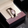 Đồng Hồ Nữ Roberto Era Dây Da Lụa Nâu Mặt Oval Họa Tiết 12 Cánh Hoa Vỏ Rose Size 33mm RE2206