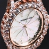 Đồng Hồ Nữ Roberto Era Dây Da Lụa Nâu Mặt Oval Họa Tiết 12 Cánh Hoa Vỏ Rose Size 33mm RE2206