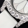 Đồng Hồ Nữ Roberto Era Dây Da Lụa Trắng Mặt Oval Họa Tiết 12 Cánh Hoa Size 33mm Viền Đá Silver RE2201