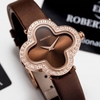 Đồng Hồ Nữ Roberto Era Dây Da Nâu Mặt Cỏ 4 Lá Viền Đá Rose Size 28mm ER2600 Chính Hãng