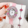 Đồng Hồ Nữ Roberto Era RE5028 Dây Da Hồng Mặt Oval Đính Đá Màu Size 34mm Chính Hãng