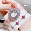 Đồng Hồ Nữ Roberto Era RE5028 Dây Da Hồng Mặt Oval Đính Đá Màu Size 34mm Chính Hãng