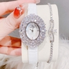 Đồng Hồ Nữ Roberto Era RE5028 Dây Da Trắng Mặt Oval Đính Đá Size 34mm Chính Hãng