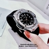 Đồng Hồ Xcer Nữ Silicon Đen Tròn Đính Đá Silver 36mm B0611