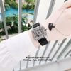 Đồng Hồ Nữ X-cer Dây Da Đen Mặt Vuông Vỏ Silver B0593