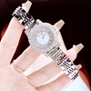 Set đồng hồ nữ chính hãng Roberto Era RE8348 dây da lụa xanh size 32mm mặt đính đá - Kèm dây kim loại và phụ kiện
