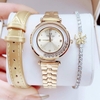 Set đồng hồ nữ chính hãng Roberto Era RE084 dây da vàng size 32mm, kèm bộ dây kim loại và phụ kiện