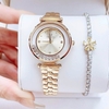 Set đồng hồ nữ chính hãng Roberto Era RE084 dây da vàng size 32mm, kèm bộ dây kim loại và phụ kiện