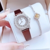 Đồng hồ nữ chính hãng Roberto Era RE8340 dây da lụa màu nâu đất, mặt đồng hồ đính đá size 32mm