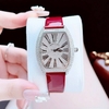 Set đồng hồ nữ chính hãng Roberto Era RE022 dây da đỏ mặt số la mã vỏ bạc silver size 36mm