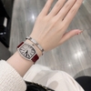 Set Đồng Hồ Nữ Roberto Era Chính Hãng Dây Thép Silver Đính Đá Tặng Kèm Dây Da Đỏ Size 32x36mm Quartz