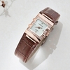 Đồng hồ nữ chính hãng Roberto Era RE1601 dây da nâu mặt trắng vuông size 20x30mm vỏ rose gold