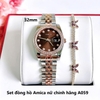 Set đồng hồ nữ Amica chính hãng màu demi vàng hồng mặt nâu size 32mm - Đồng hồ Amica A059
