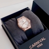 Đồng Hồ Nữ Carnival 8168L2 Dây Cao Su Đen Mặt Trắng Đính Đá Rose Size 34mm Quartz 8168L2-VH-DCS-T