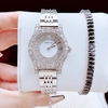 Set đồng hồ nữ chính hãng Roberto Era RE8344 dây da lụa đen size 32mm mặt đính đá - Kèm dây kim loại và phụ kiện