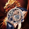 Đồng Hồ Nam Hanboro Automatic Dây Da Xanh Đậm Vỏ Rose Gold Mặt Rồng Size 44mm HBR1018