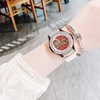 Set Đồng Hồ Hanboro Nữ Automatic Dây Cao Su Trắng Viền Đá Size 36mm Vỏ Silver Tặng Kèm Vòng Tay