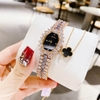 Set Đồng Hồ Nữ Melissa F8240 Chính Hãng Dây Lắc Tay Đính Đá Xanh Kèm Dây Chuyền