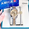 Set đồng hồ nữ Amica chính hãng màu demi vàng gold size 32mm - Đồng hồ Amica A059