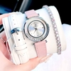 Set đồng hồ nữ chính hãng Roberto Era RE0841 dây da trắng vỏ silver size 32mm, kèm bộ dây da hồng và phụ kiện