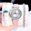 Set đồng hồ nữ chính hãng Roberto Era RE0841 dây da trắng vỏ silver size 32mm, kèm bộ dây da hồng và phụ kiện