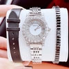 Set đồng hồ nữ chính hãng Roberto Era RE8344 dây da lụa đen size 32mm mặt đính đá - Kèm dây kim loại và phụ kiện