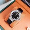 Set Đồng Hồ Nữ Franklin Dây Da Đen Viền Đá Size 31mm Vỏ Silver Chính Hãng Tặng Kèm Phụ Kiện FL24812 Quartz