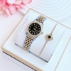 Set Đồng Hồ Nữ Franklin FL4412 Dây Thép Demi Vàng Gold Mặt Đen Size 28mm Quartz Tặng Kèm Vòng Tay