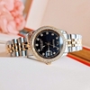 Set Đồng Hồ Nữ Franklin FL4412 Dây Thép Demi Vàng Gold Mặt Đen Size 28mm Quartz Tặng Kèm Vòng Tay