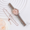 Set Đồng Hồ Nữ Franklin FL4412 Dây Thép Demi Vàng Hồng Size 28mm Quartz Tặng Kèm Vòng Tay