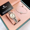 Set Đồng Hồ Nữ Franklin FL4412 Dây Thép Demi Vàng Size 28mm Quartz Tặng Kèm Vòng Tay