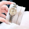 Set Đồng Hồ Nữ Franklin FL4412 Dây Thép Demi Vàng Size 28mm Quartz Tặng Kèm Vòng Tay