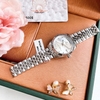 Set Đồng Hồ Nữ Franklin FL5088 Chính Hãng Màu Bạc Mặt Trắng Size 31mm Quartz Kèm Bông Tai