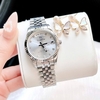 Set Đồng Hồ Nữ Franklin FL5088 Chính Hãng Màu Bạc Mặt Trắng Size 31mm Quartz Kèm Bông Tai