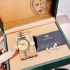 Set Đồng Hồ Nữ Franklin FL5088 Chính Hãng Màu Demi Vàng Gold Size 31mm Quartz Kèm Bông Tai