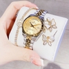 Set Đồng Hồ Nữ Franklin FL5088 Chính Hãng Màu Demi Vàng Gold Size 31mm Quartz Kèm Bông Tai