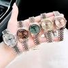 Set Đồng Hồ Nữ Franklin FL5088 Chính Hãng Màu Demi Vàng Hồng Mặt Nâu Size 31mm Quartz Kèm Bông Tai