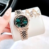 Set Đồng Hồ Nữ Franklin FL5088 Chính Hãng Màu Vàng Hồng Mặt Xanh Size 31mm Quartz Kèm Bông Tai Và Lắc Tay