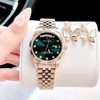 Set Đồng Hồ Nữ Franklin FL5088 Chính Hãng Màu Vàng Hồng Mặt Xanh Size 31mm Quartz Kèm Bông Tai Và Lắc Tay