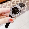 Set Đồng Hồ Nữ Franklin FL5223 Dây Da Đen Viền Đá Silver Size 31mm Tặng Kèm Vòng Tay
