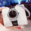Set Đồng Hồ Nữ Franklin FL5223 Dây Da Đen Viền Đá Silver Size 31mm Tặng Kèm Vòng Tay
