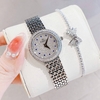 Set Đồng Hồ Nữ Franklin FL5688 Chính Hãng Dây Thép Silver Mặt Đính Đá Size 29mm Quartz Tặng Kèm Vòng Tay