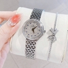 Set Đồng Hồ Nữ Franklin FL5688 Chính Hãng Dây Thép Silver Mặt Đính Đá Size 29mm Quartz Tặng Kèm Vòng Tay