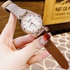 Set Đồng Hồ Nữ Hanboro Automatic Dây Cao Su Nâu Vỏ Vàng Hồng Size 36mm Viền Đá Tặng Kèm Vòng Tay